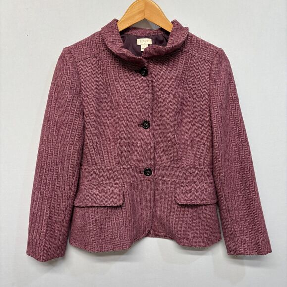 J Crew Women Button Front Blazer Jacket Size 6 Wool Blend C024 -15 - Picture 1 of 16